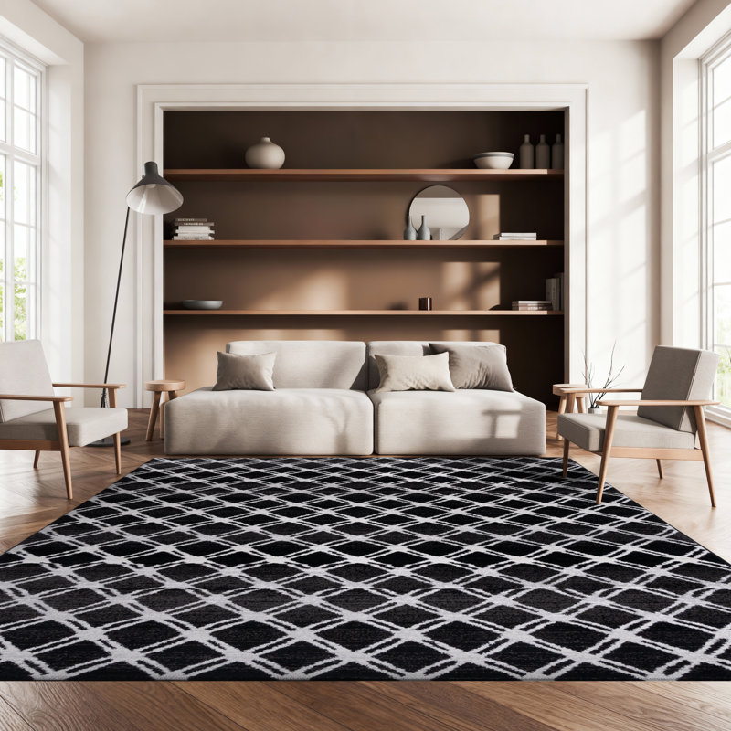 Tapis noir / gris clair Jahzarra, Rectangle 8 pi x 10 pi