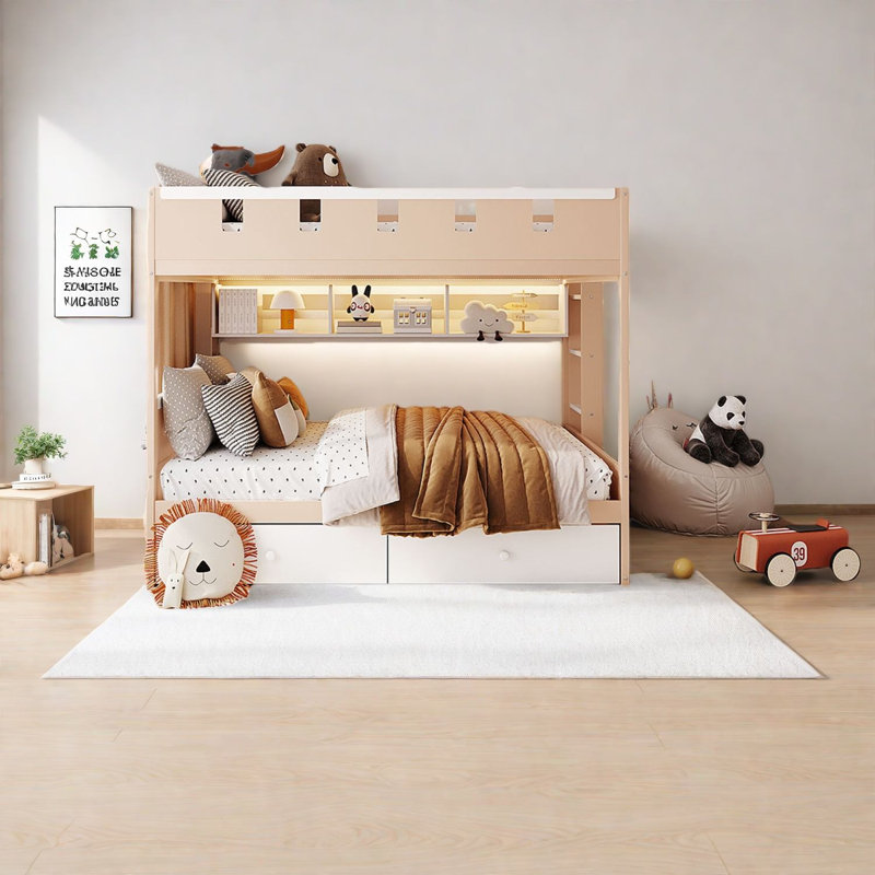 Lits en bois avec rangement, lit superposé moderne de style château pour maison familiale