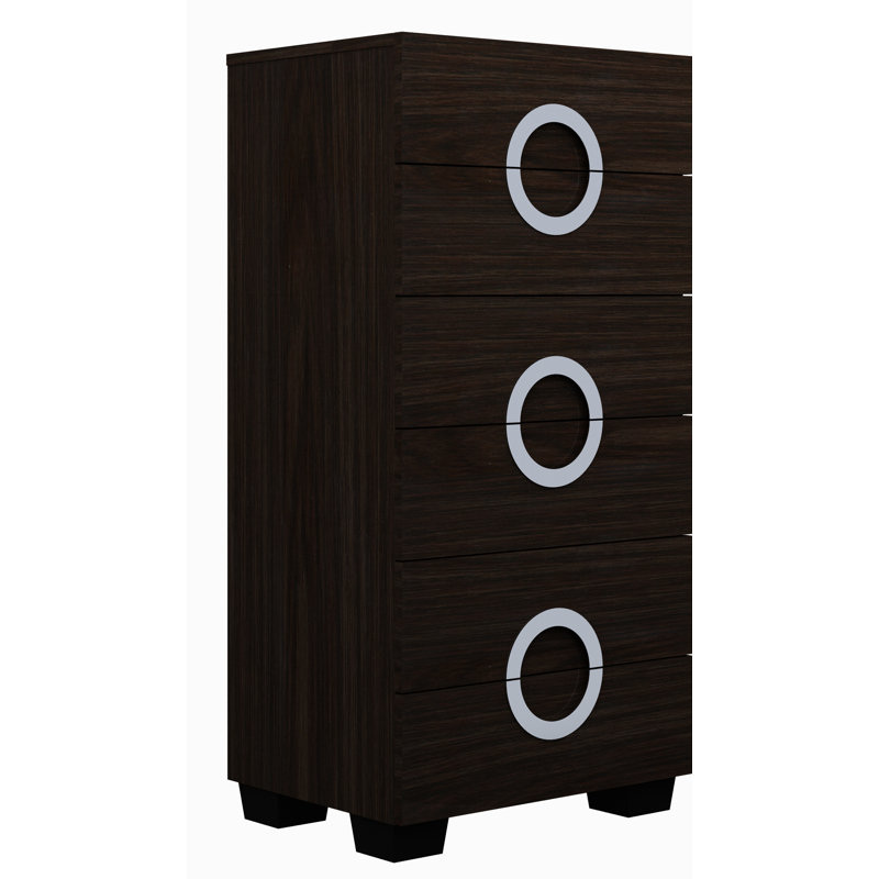 Commode en bois massif à 6 tiroirs 25 po Daughtery, Brun