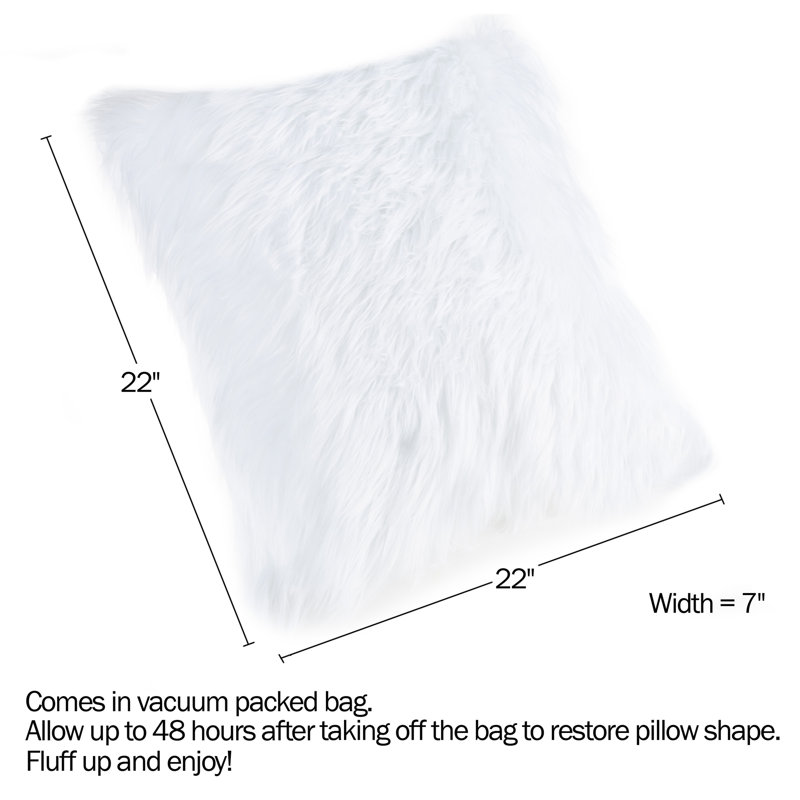  Square Pillow Cover & Insert, 22" H x 22" W x 7" D, White