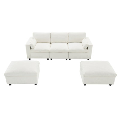 86.5'' U-Shaped Sectional Sofa With Storage Pockets, 2 Movable Ottoman, Armrest Pillows, Free Combination, 5-Seat Modern Cloud Sofa For Living Room&Ap