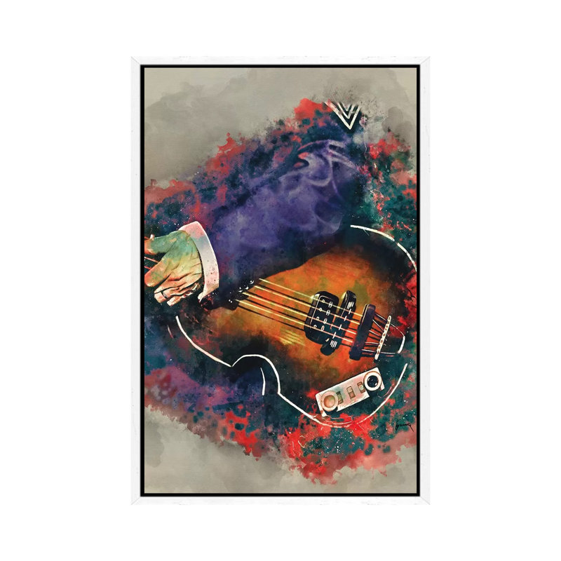 Paul Mccartney's Bass - Painting on Canvas, 66.04cm H x 45.72cm W x 3.81cm D, White Floater Framed