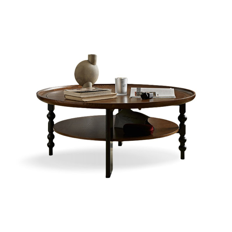 31.5" Coffee Solid + Manufactured Wood Round Coffee Table, 16.54" H x 39.37" L x 39.37" W