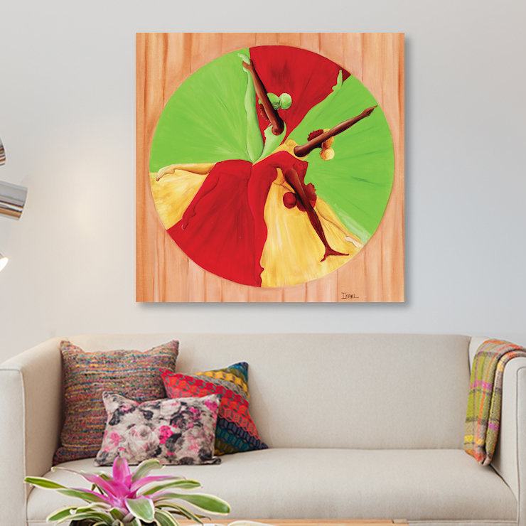 « danse circle », impression sur toile, H 12 po x l 12 po x P 0,75 po, Toile tendue, Pas de tapis