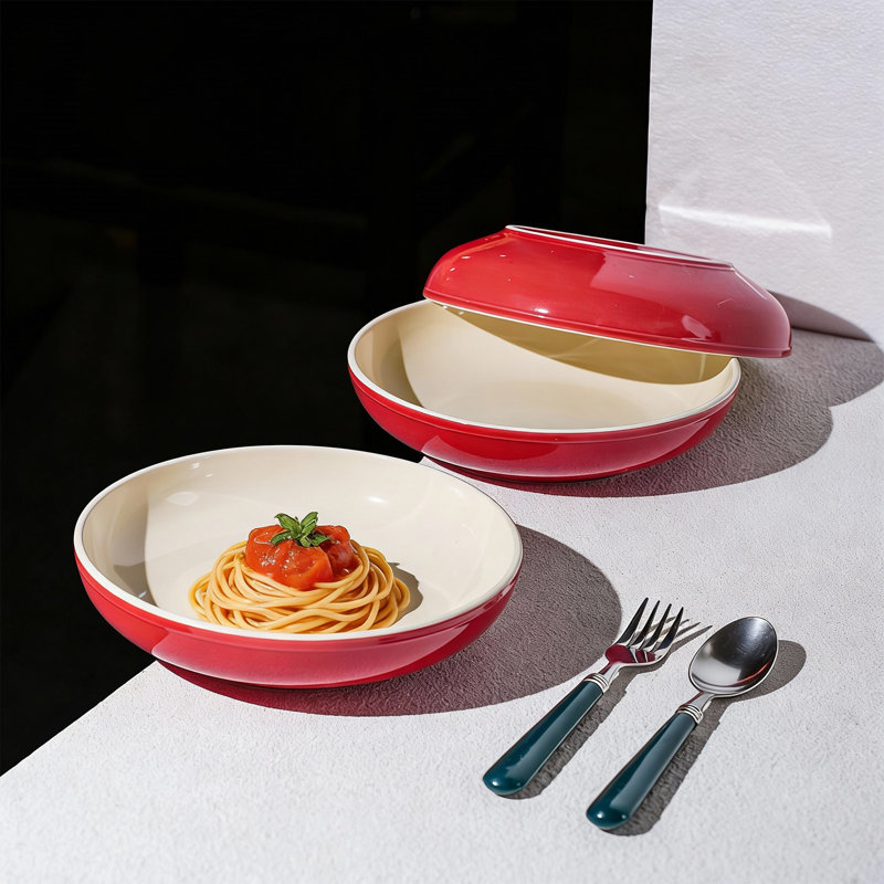  Ensemble de bols en céramique 8 po HomeVSS, bols de service 32 oz pour ramen, salade, pâtes, avoine, fruits, Rouge