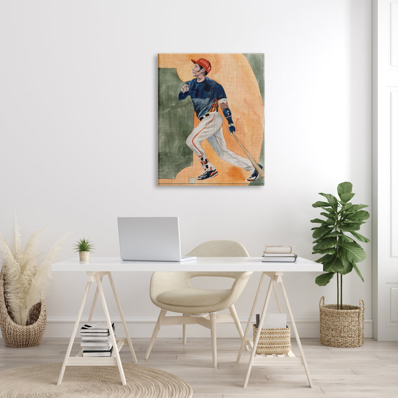 Aw-253-Canvas, Joueur de baseball sur toile par Melissa Wang, peinture, H 40 po x l 30 po x P 1,5 po