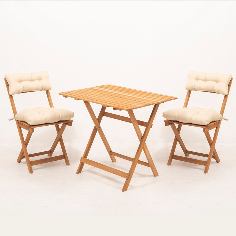 Maya 2 - Person Wood Patio Dining Set with Rectangular Table , Cushions Included