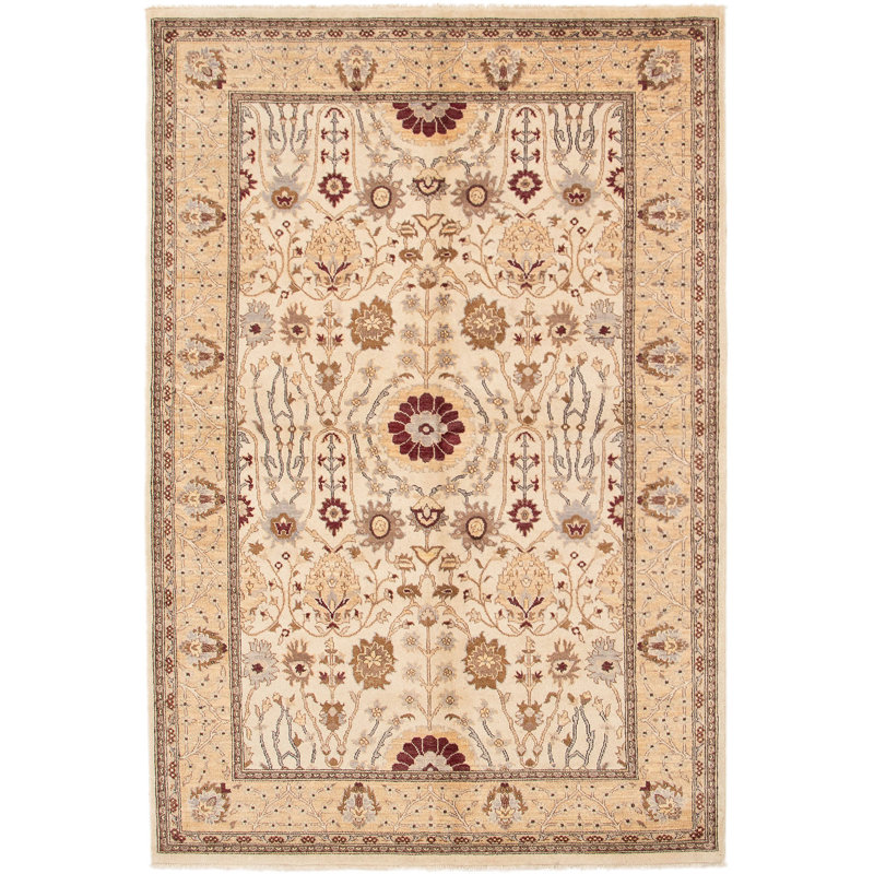 Tapis de bois one-of-kind à la main-noué la 2010 chobi crème 6 pi 2 po x 9 pi en laine 3 po Hunnicutt