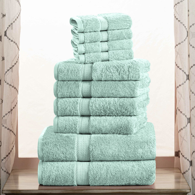 Scotia Egyptian Cotton Bath Towel Set, Sea Foam, 10Pc Towel Set (2Bath, 4Hand, 4Face)