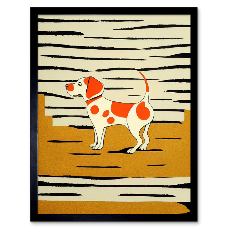 Beagle Dog Springer Orange Mustard Spaniel - Single Picture Frame Print, 43.7cm H x 33.5cm W x 1.5cm D