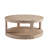 40Inch Large Curved 2 Tier Traditional Round Circle Wooden Center Coffee Table,Rounded Table With Wheels,Mid Century Rustic Style Table For Living Room,Office,Apartment,OAK