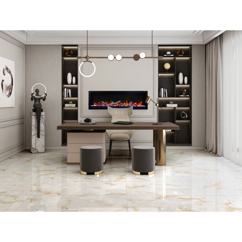 Foyer électrique encastré très haut sur mesure Amantii de 100 po avec WiFi, Bluetooth et effets de flamme réalistes Symmetry