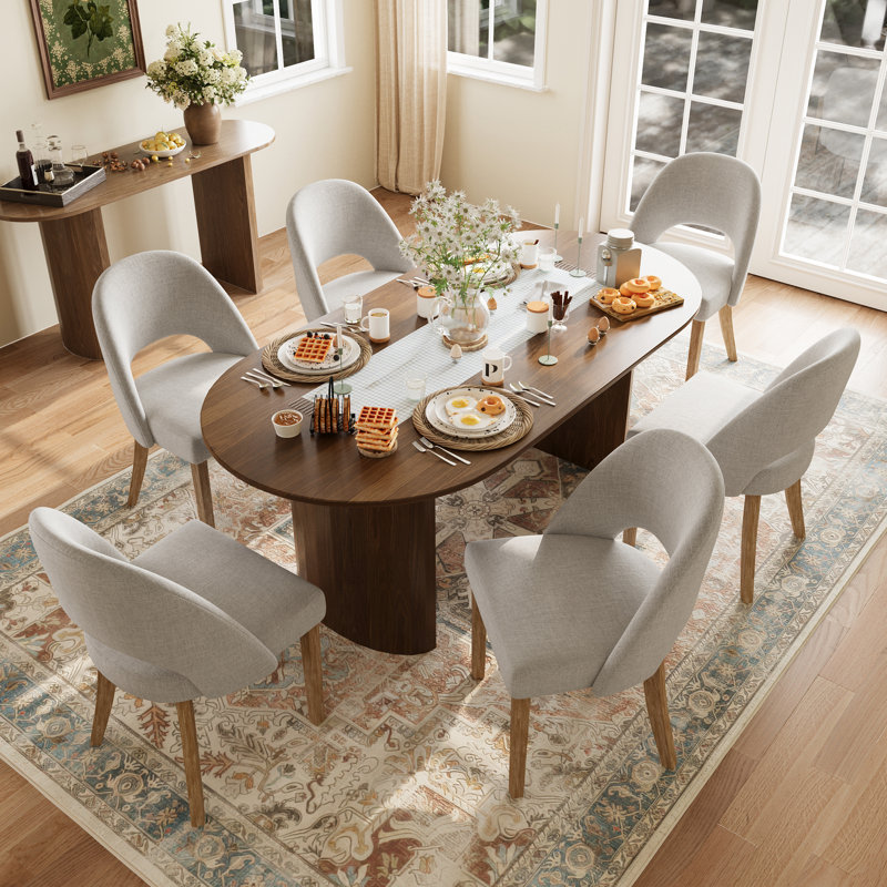 Engstrom Upholstered Dining Chairs, Modern Dining Room Kitchen Side Chair With Padded Seat & Wood Legs, Gray, Gray