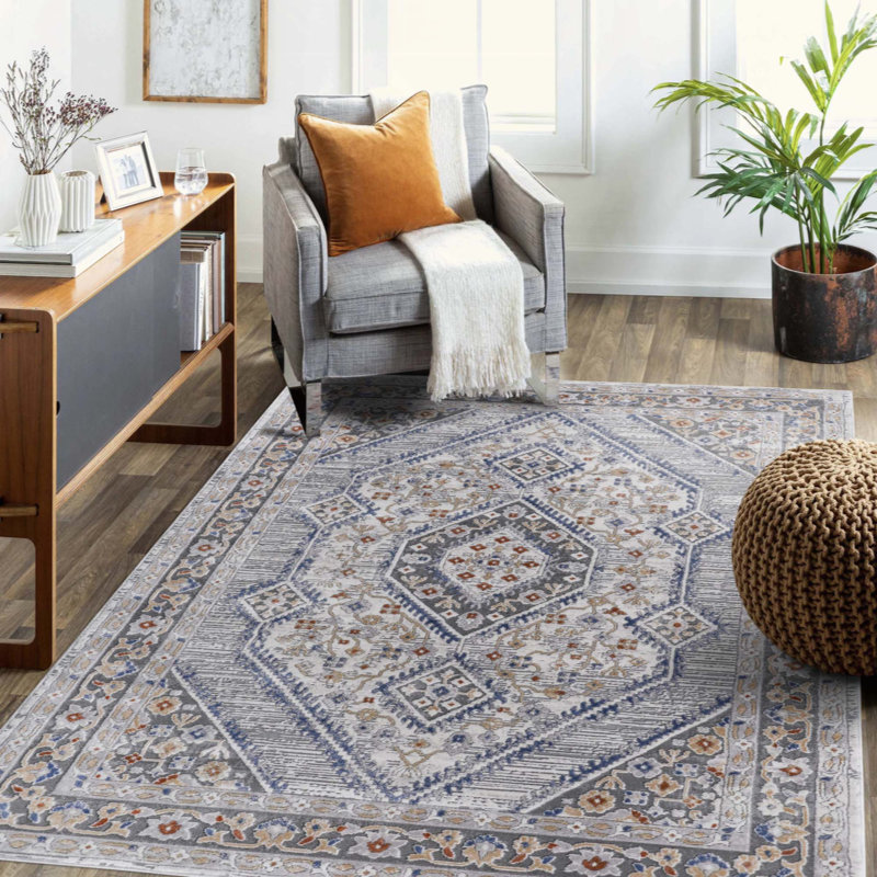 Bordered Non-Shedding Living Room Bedroom Dining Home Office Stylish And Stain Resistant Area Rug, Rectangle 7'9" x 10'
