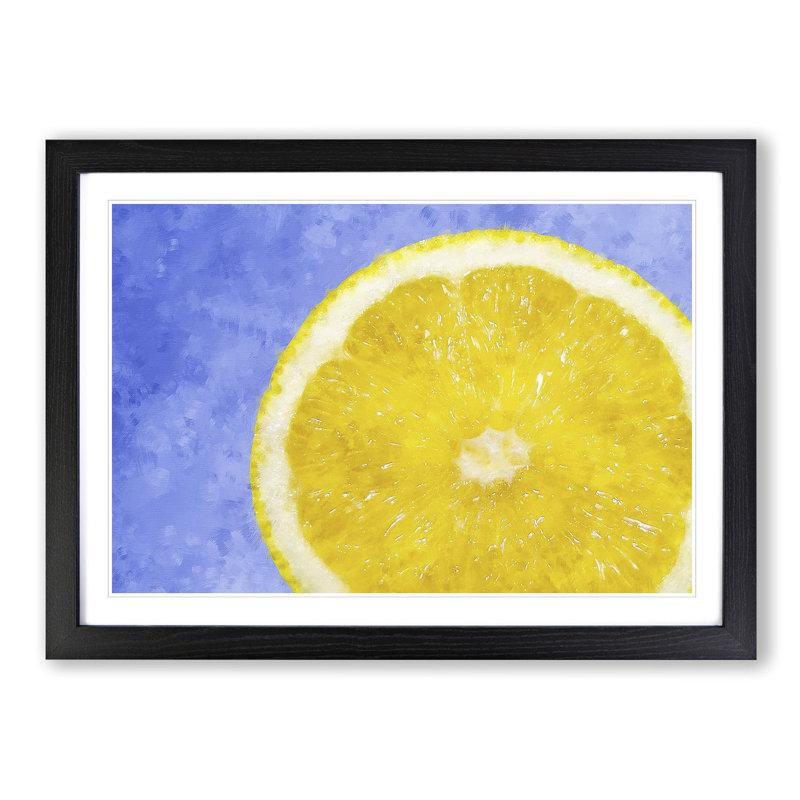 Lemon Slice - Picture Frame Painting Print, 62cm H x 87cm W x 2cm D, Black Framed