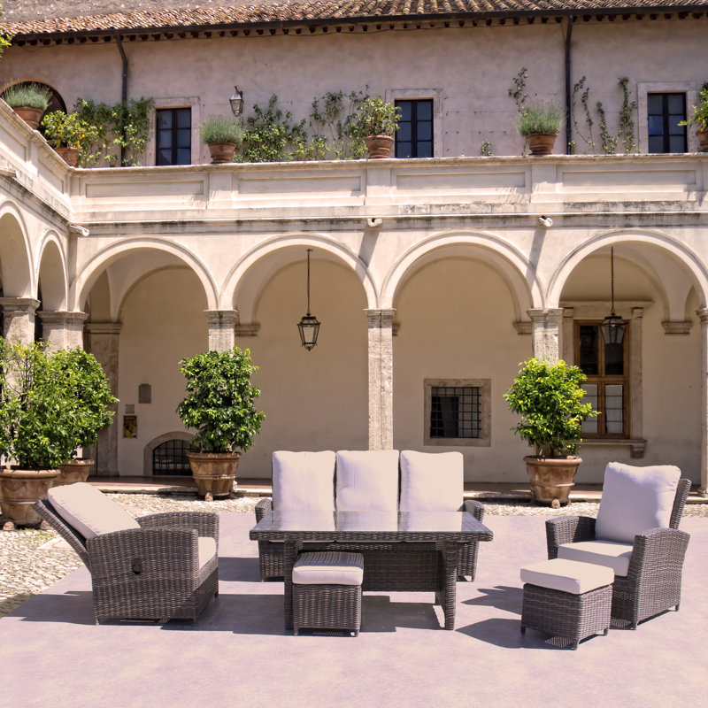 Teak 5 - Person Patio Conversation Sets with Cushions