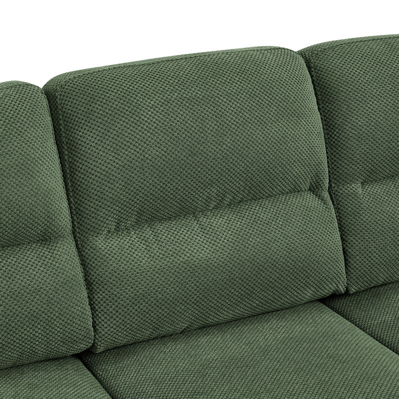 Canapé 3 places, mobilier de salon moderne, canapé en tissu texturé, Vert foncé