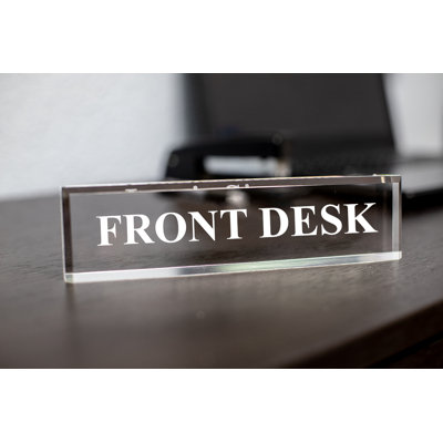 Front Desk 2" X 8" Frosted Acrylic - Office Desk Accessories Décor