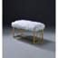 Banc Bagley II en fausse fourrure blanche et finition dorée