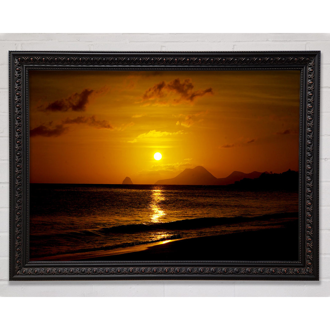 Gerahmtes Leinwandbild Caramel Ocean Sunset