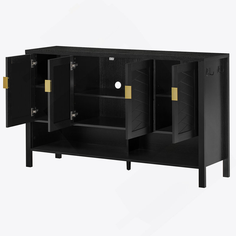 Buffet de rangement avec 4 portes, buffet avec tablettes réglables, armoire d'appoint pour le salon, la salle à manger, le bureau