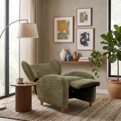 Chaise d'appoint en tissu 1 pièce Nordic L 34,5 po x l 33,9 po x H 35,0 po chenille vert olive