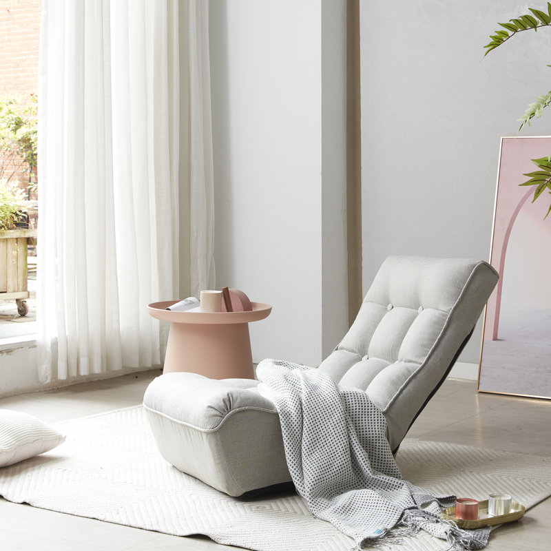 Balcony Chair - 4-Segment Adjustable Gray Metal Reclining For Living Room, Space Efficient Back