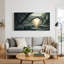 Art mural sur toile bleu gris et gris avec des couches striées dorées-133893707