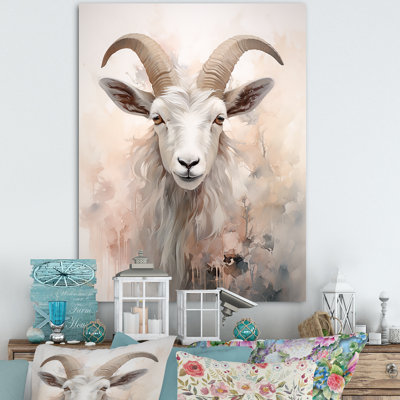 " Cute Floral Beige Goat "