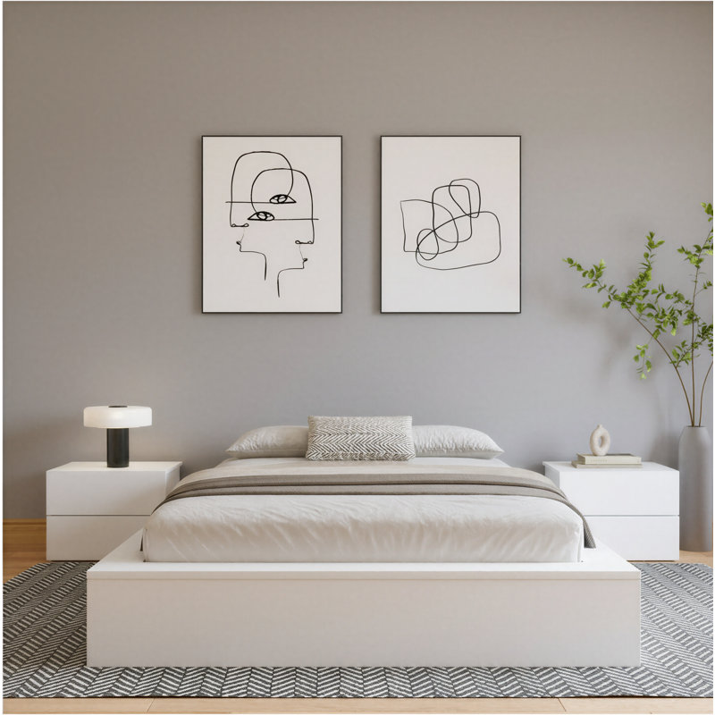 Hamdija Platform Bed, King, White