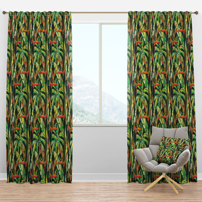 Colorful Tropical Pattern with Heliconia Flowers - Nature Curtain - Velvet Room darkening - 1 panel