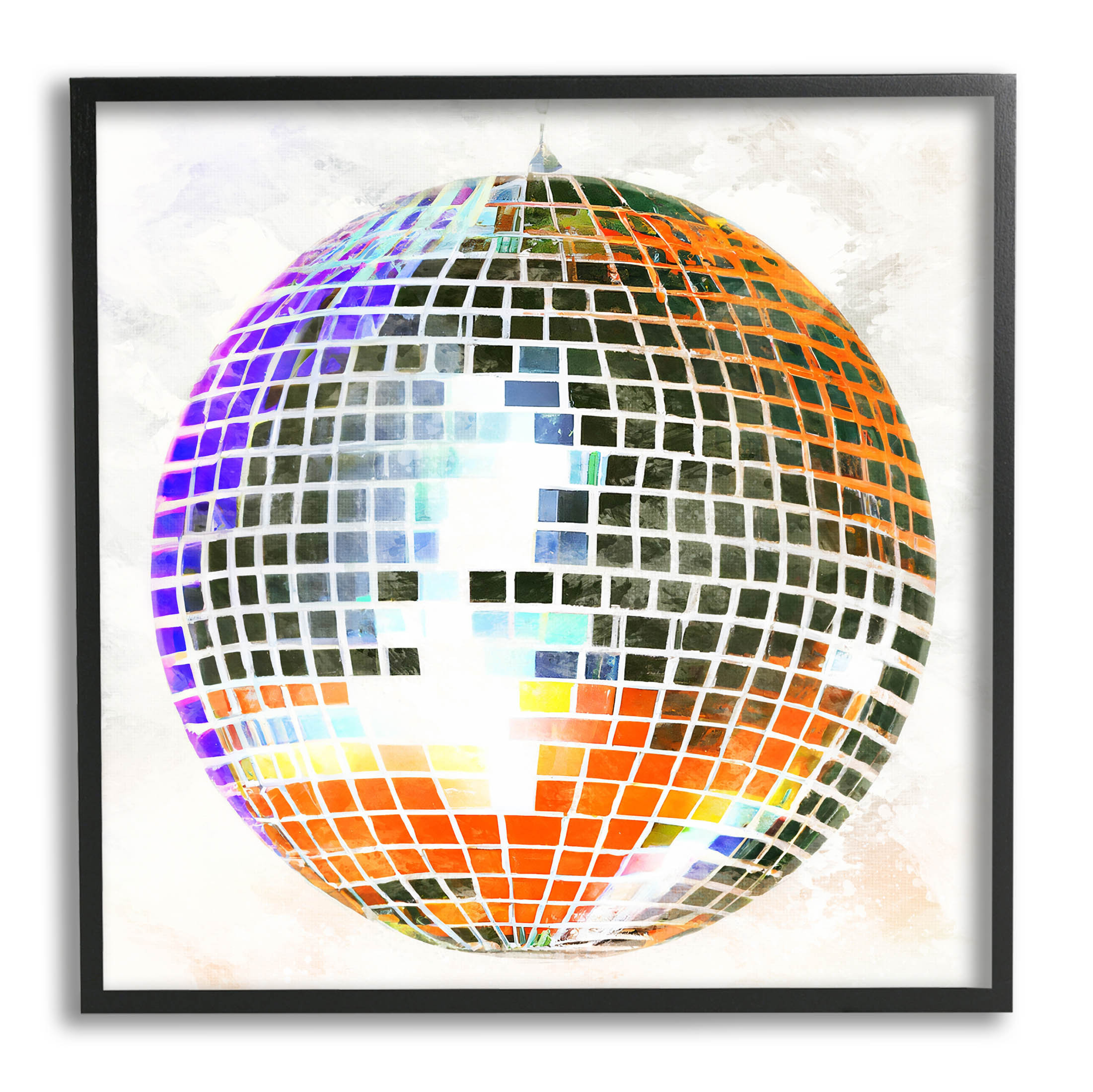 Disco Ball Illustration (Warm Palette w/ White) - Art Print