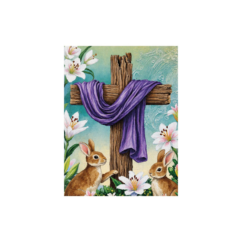 Drapeau croix de lapin, pour l'intérieur et l'extérieur, L 70 x l 47