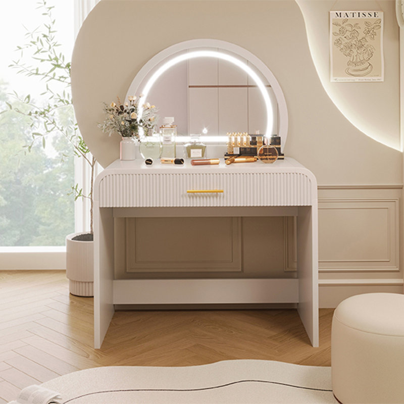 Coiffeuse de 39 po avec miroir et écran tactile, coiffeuse et tiroir pour chambre à coucher, blanc