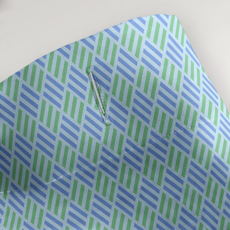 Rideau de douche simple à motif de losanges classiques, Bleu / vert / blanc
