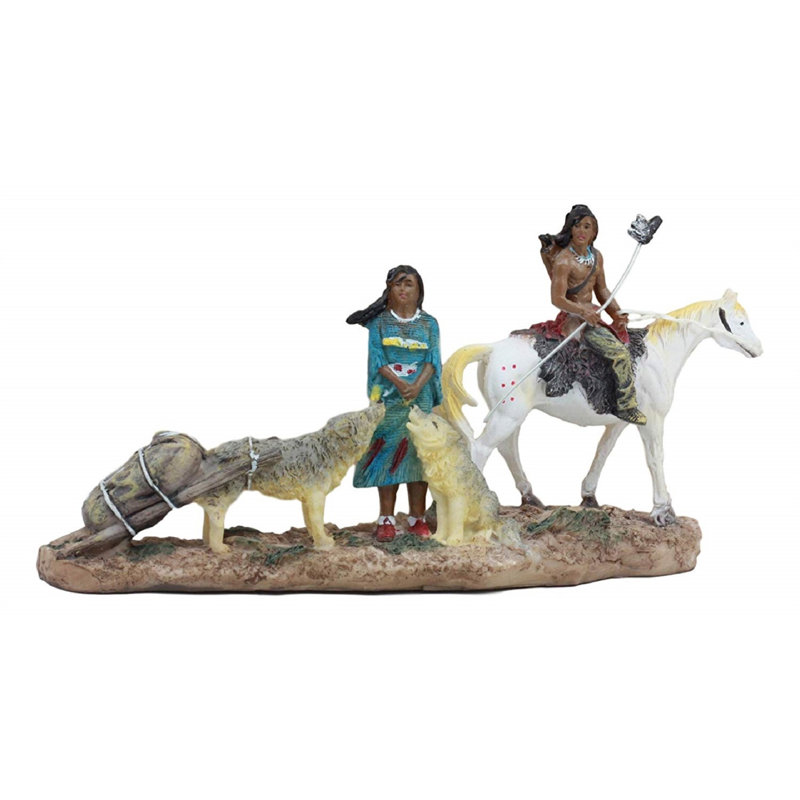 Figurine de migration en famille américaine indigène avec cheval et wolves Hermitage