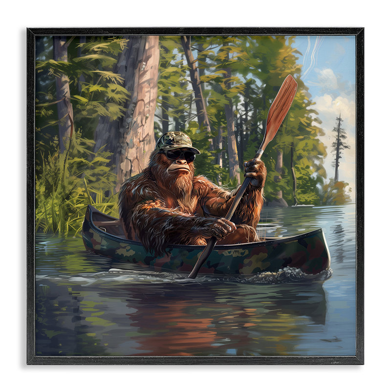  Mythique monstre en canot, estampe numérique encadrée par Jim Baldwin, Giclée encadrée noir minuit, H 12 po x l 12 po