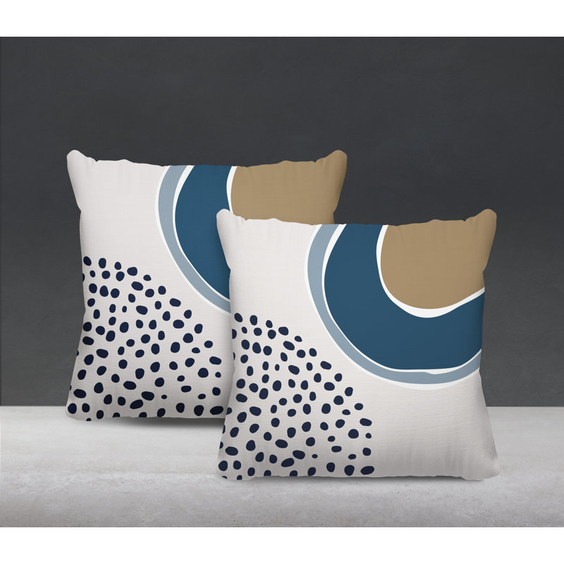 Jeté carré en polyester / mélange de polyester intérieur / extérieur, Bleu, L 15 po x H 15 po