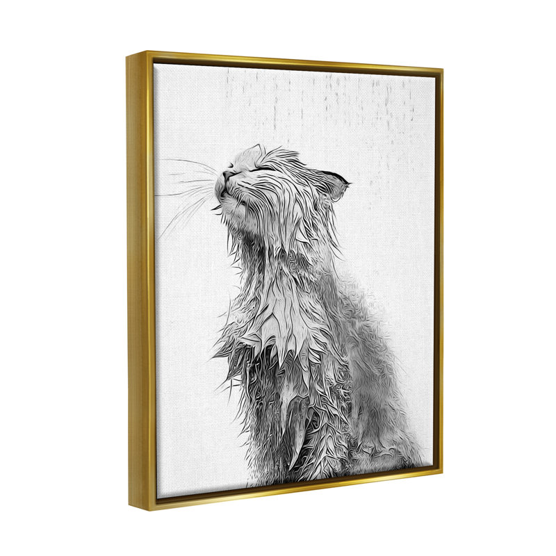 Éclaboussure de chat, H 21 po x l 17 po x P 1,7 po, Cadre flottant métallique doré