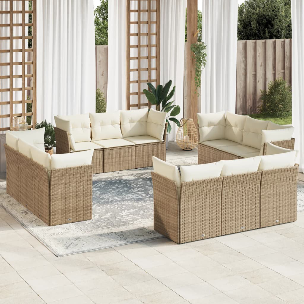 12-Sitzer Lounge-Set Bertia aus Polyrattan mit Polster