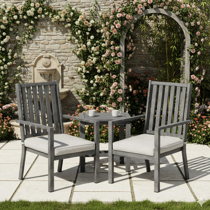 4 chaises de patio en aluminium toutes saisons de 23 pouces avec coussins gris pour les patios et les jardins de 4 chaises de salle à manger