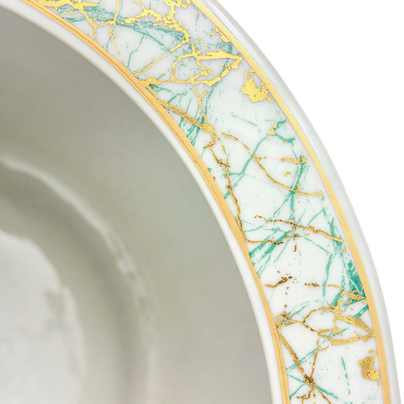 14" Abstract Green & Gold Fishbowl