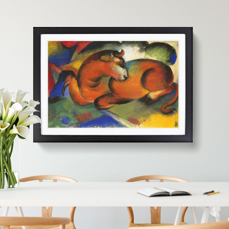 Red Bull by Franz Marc - Framed Print, 27cm H x 36cm W x 2cm D, Black Framed