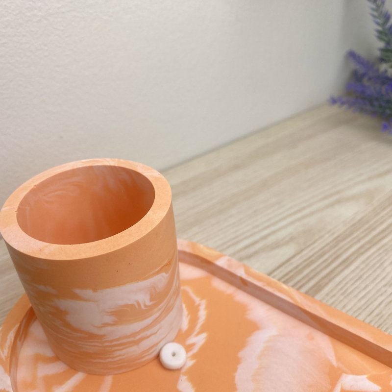 Incense Stick Holder with Storage, Orange