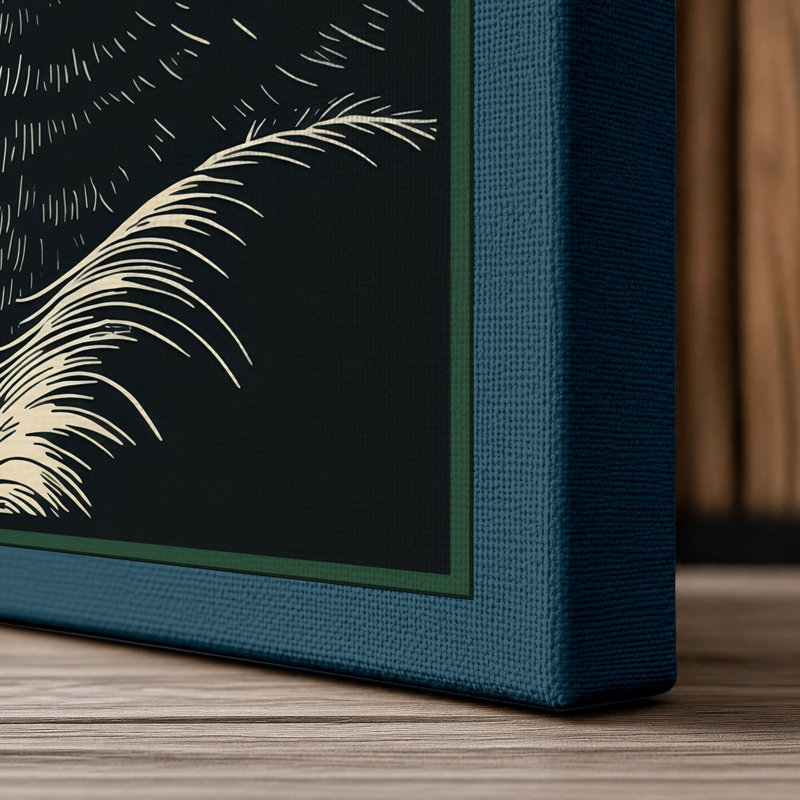 Tabby in Contemplation Minimalist - Wrapped Canvas, 18x12 - 45.7 x 30.5 cm, Teal Border