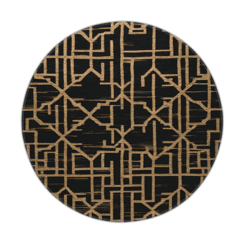 Trellis Gray Indoor and Outdoor Area Rug, Round 5'