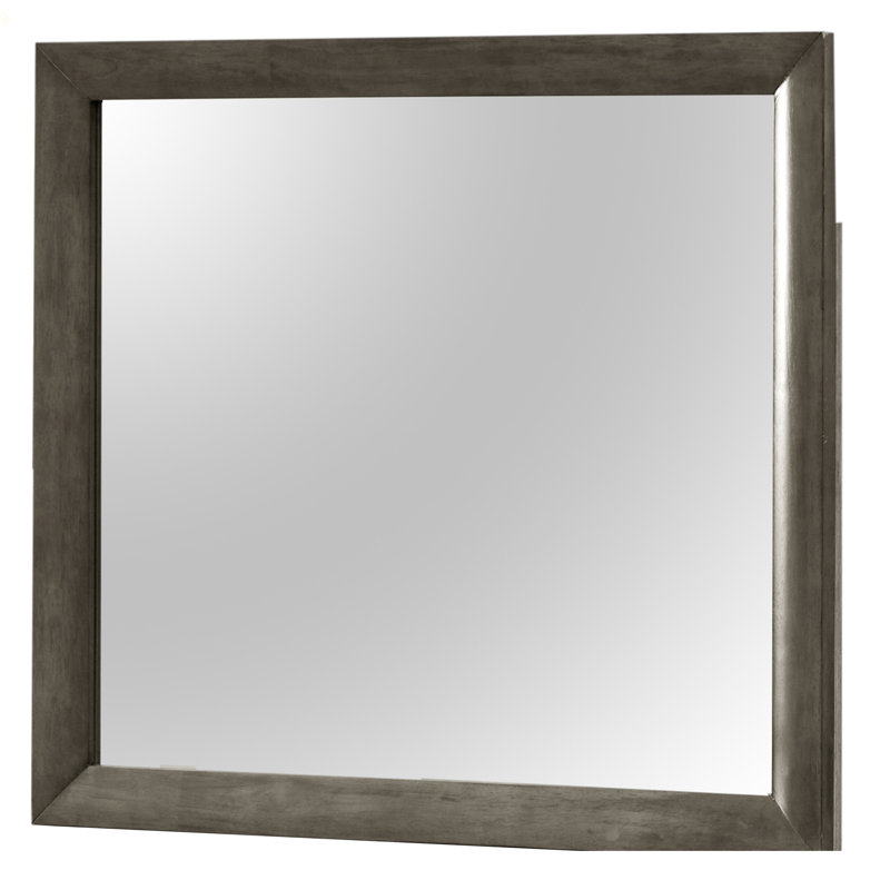 Miroir mural contemporain, 39,03 po x 35,03 po, Gris