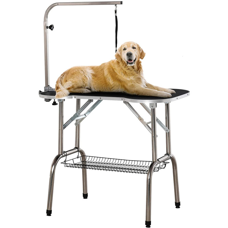Manchester 145.6cm H x 94.5cm W x 55.3cm D Metal Adjustable and Foldable Dog Folding Grooming Table