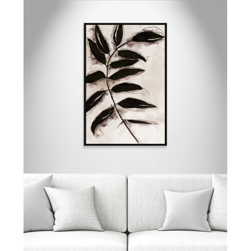 Feuilles II - Toile à cadre flottant, H 37,5 po x l 25,5 po x P 2 po, Cadre espresso