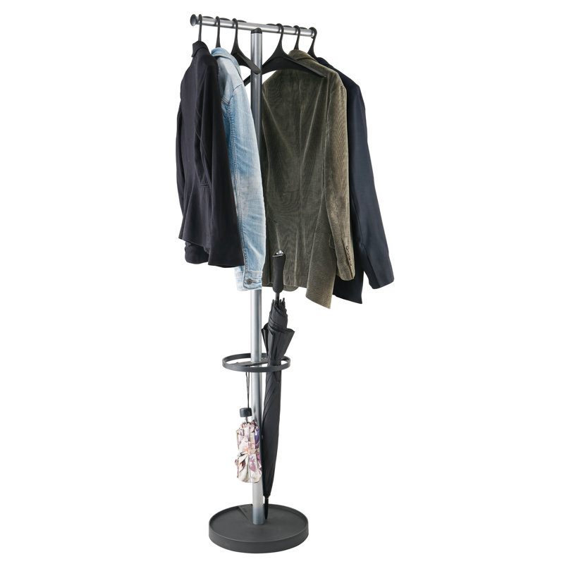 Metal Freestanding Coat Rack, Wood/Silver Grey